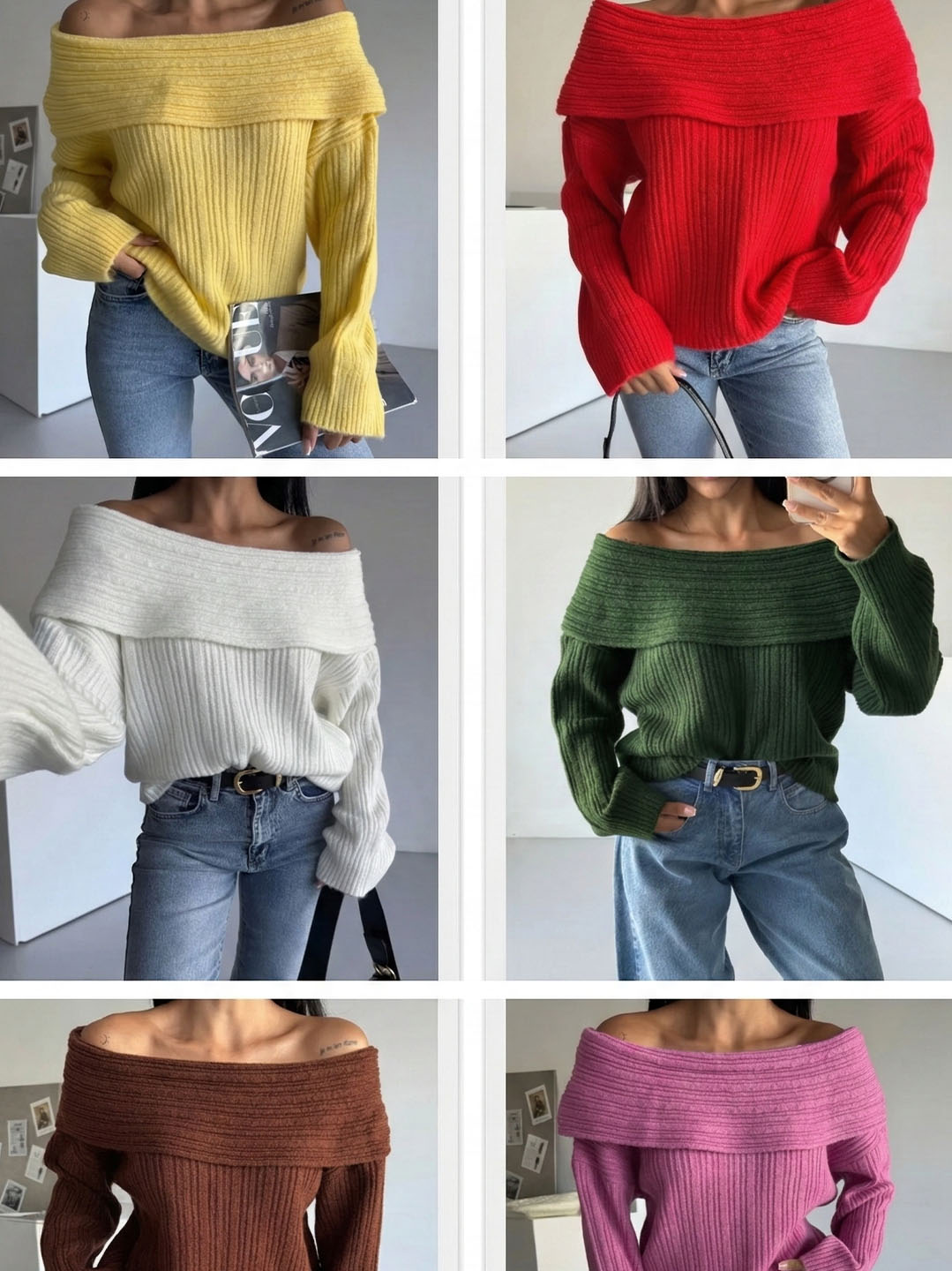 Madonna Yaka Rahat Kalıp Şardonlu Özel İp Kadın Triko Kazak