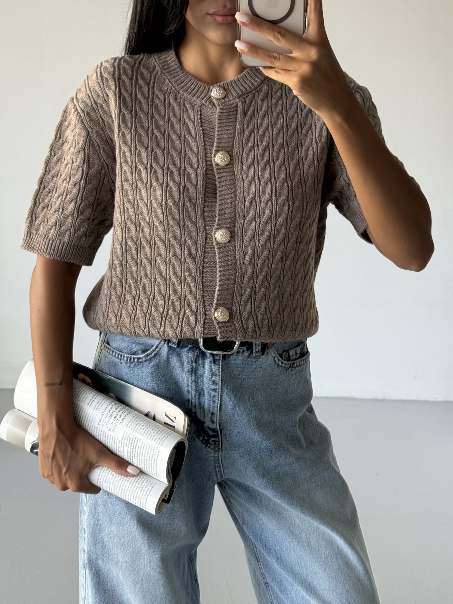MODEL: 5001 / KISA KOL SAÇ ÖRGÜLÜ DÜĞMELİ HIRKA